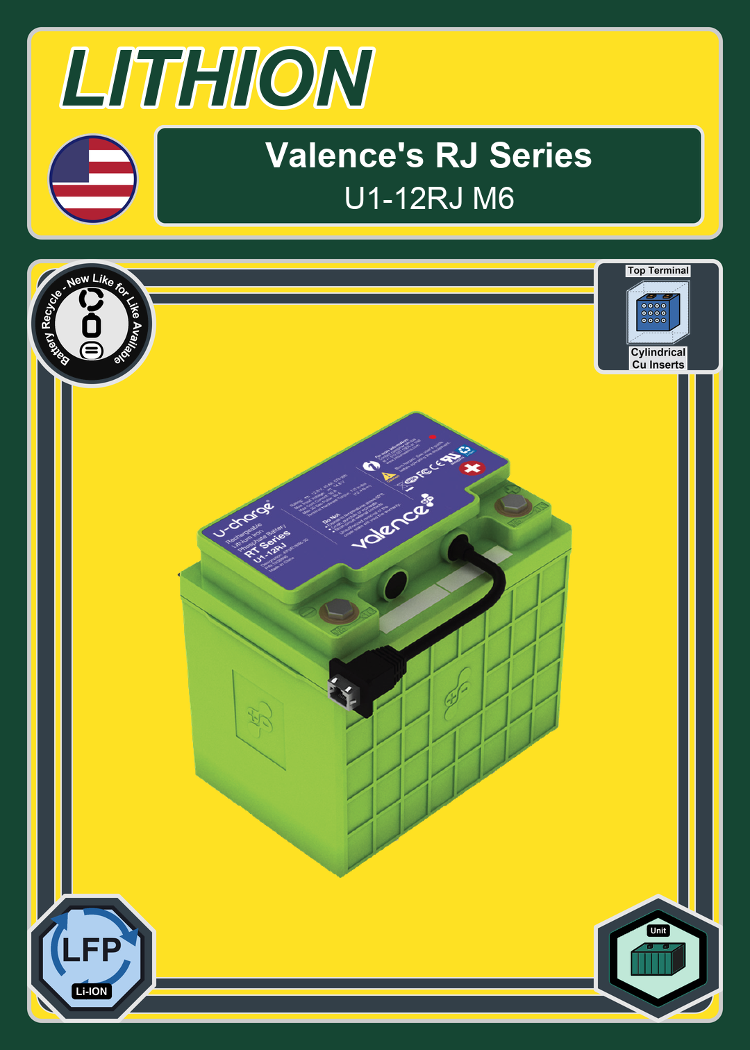 Battery Recycle Valence RJ Series U1 12RJ M6