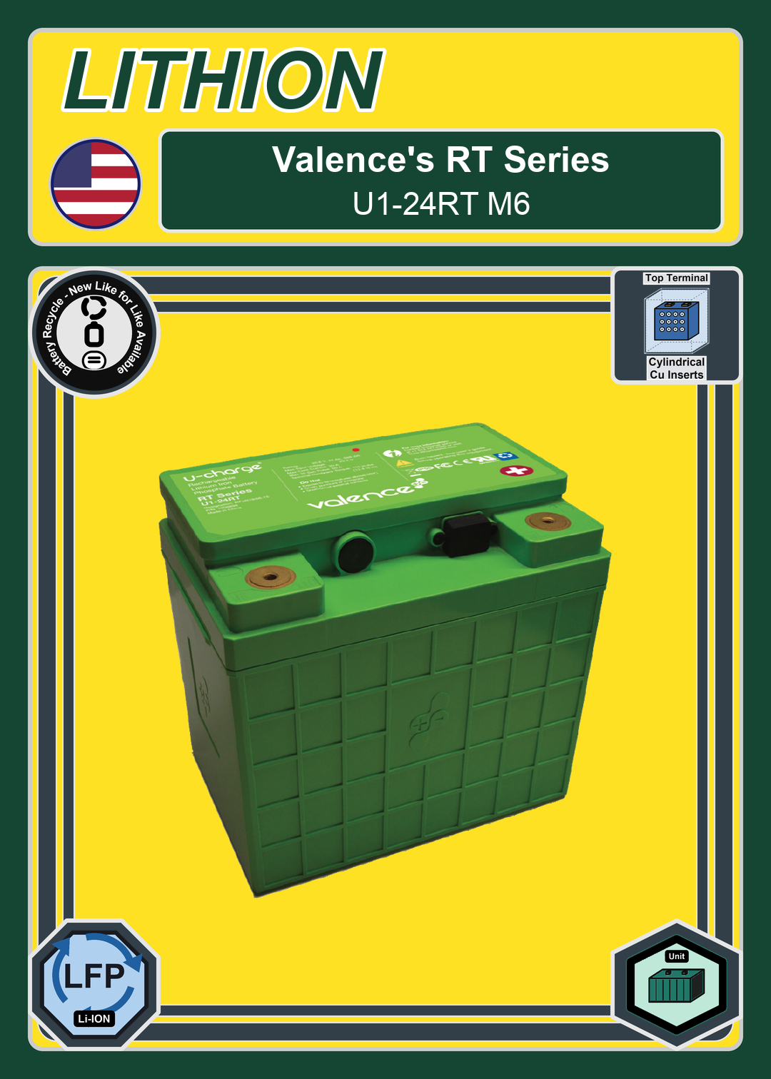 Battery Recycle Valence RT Series U1 24RT M6