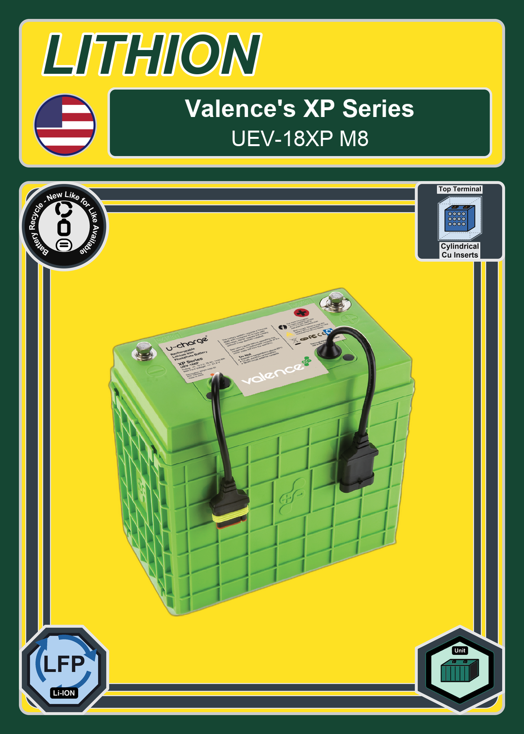 Battery Recycle Valence XP Series UEV 18XP M8