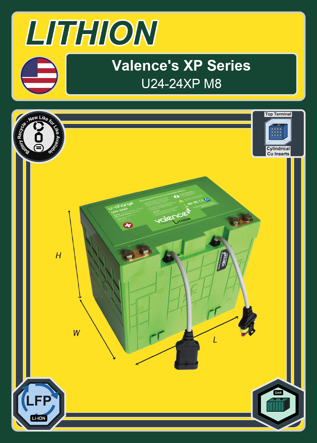 Battery Recycle Valence XP Series U24 24XP M8