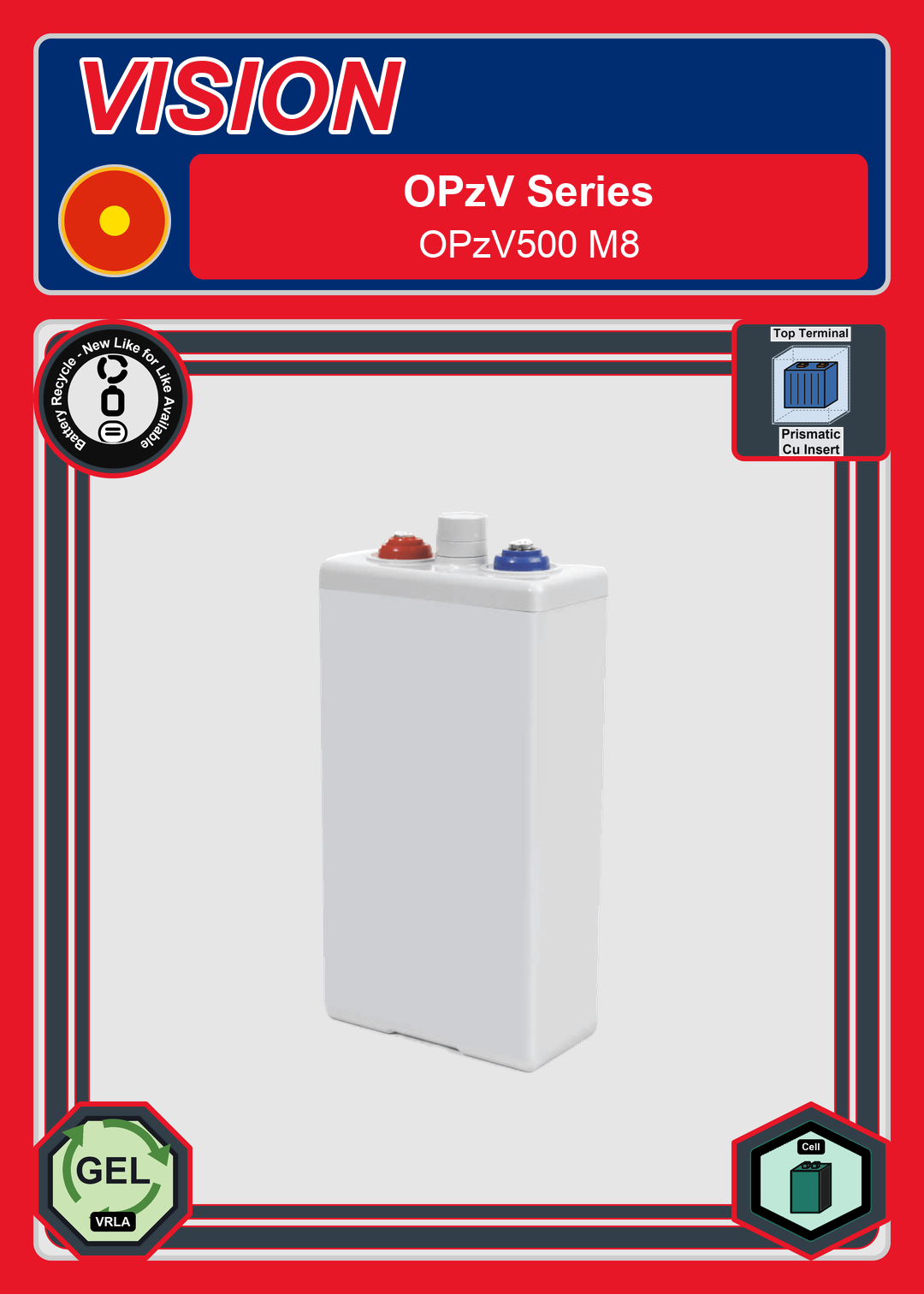 Battery Recycle Vision OPzV Series OPzV500 M8