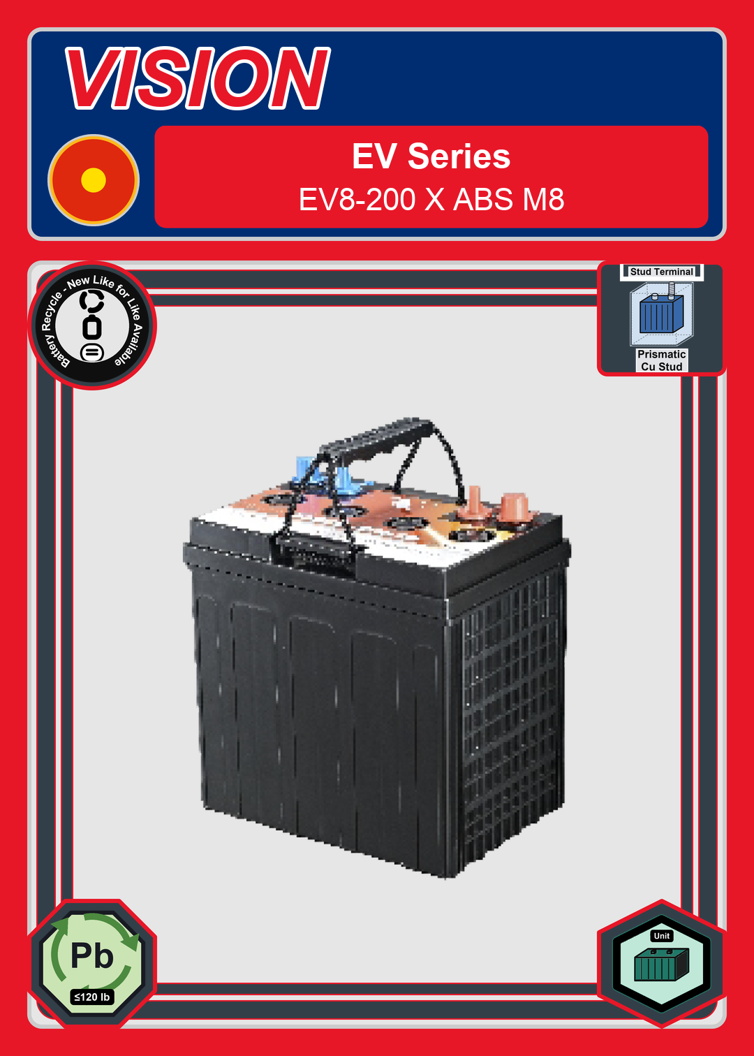 Battery Recycle Vision EV Series EV8 200 X ABS M8