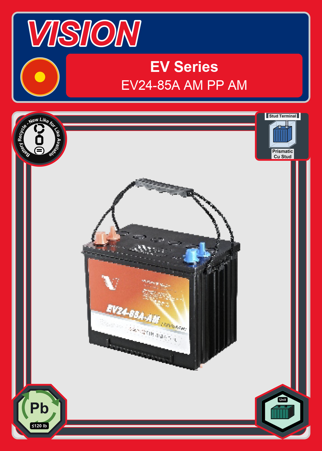 Battery Recycle Vision EV Series EV24 85A AM PP AM