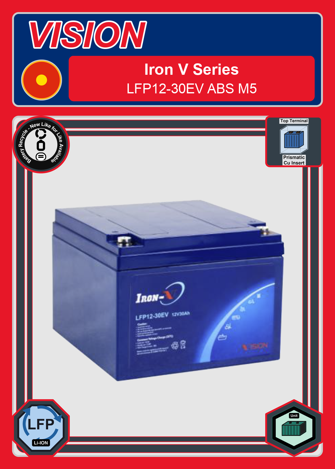 Battery Recycle Vision Iron V Series LFP12 30EV ABS M5