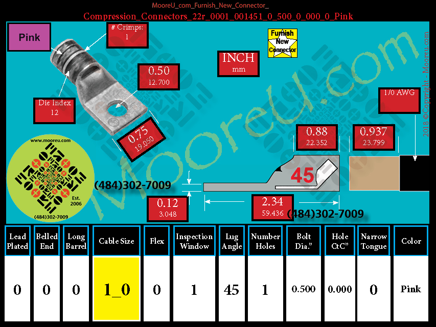 Product image for Furnish New Compression Lug 22r 0001 001001 0 500 0 000 0 Pink