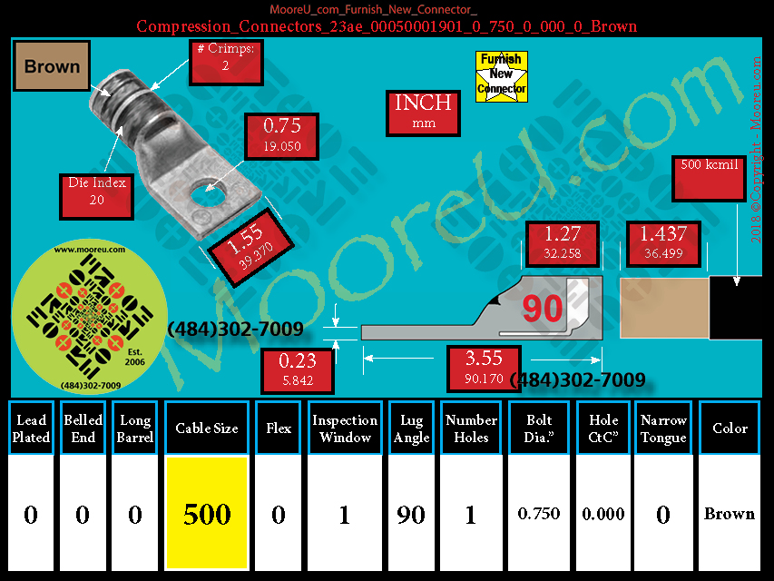 Product image for Furnish New Compression Lug 23ae 00050001001 0 750 0 000 0 Brown