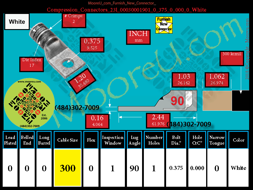 Product image for Furnish New Compression Lug 23l 00030001001 0 375 0 000 0 White