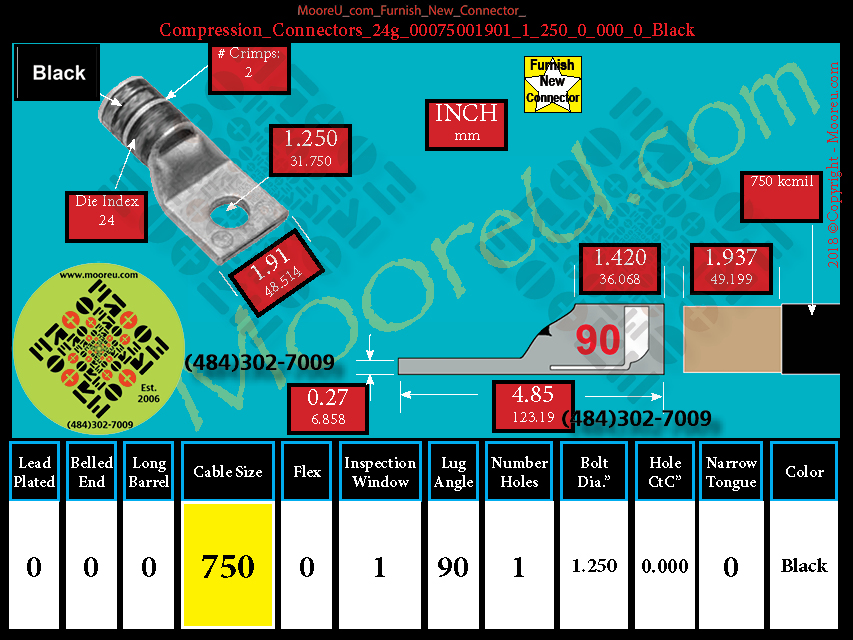 Product image for Furnish New Compression Lug 24g 00075001001 1 250 0 000 0 Black