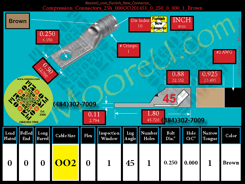 Product image for Furnish New Compression Lug 25h 000OO201001 0 250 0 000 1 Brown