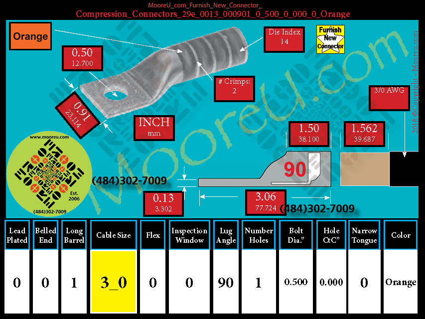 Product image for Furnish New Compression Lug 29e 0013 000001 0 500 0 000 0 Orange