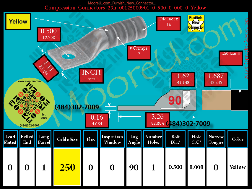 Product image for Furnish New Compression Lug 29h 00125000001 0 500 0 000 0 Yellow