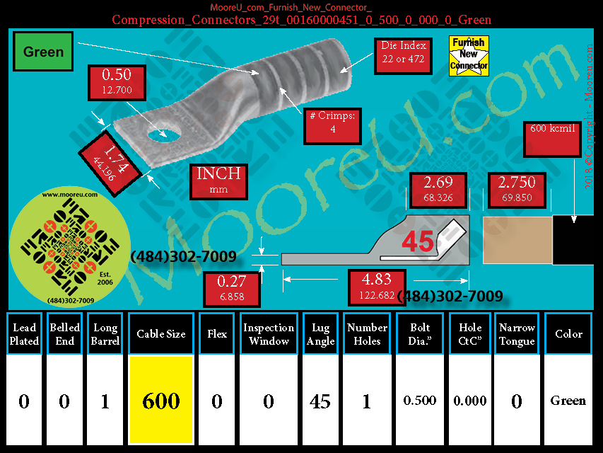 Product image for Furnish New Compression Lug 29t 00160000001 0 500 0 000 0 Green