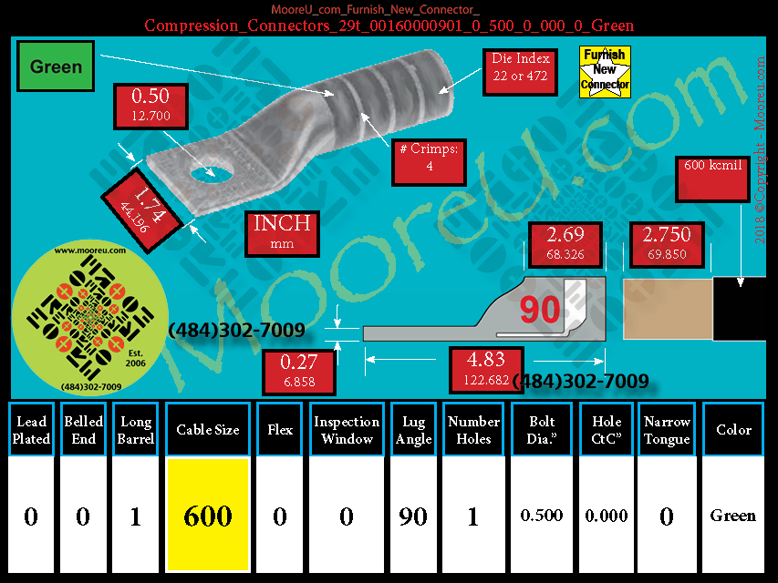 Product image for Furnish New Compression Lug 29t 00160000001 0 500 0 000 0 Green