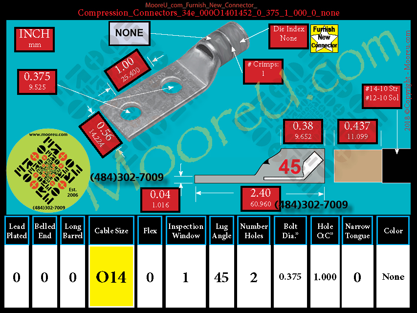 Product image for Furnish New Compression Lug 34e 000O1401002 0 375 1 000 0 none