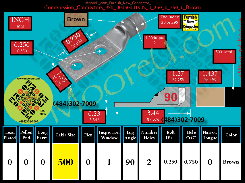 Product image for Furnish New Compression Lug 37b 00050001002 0 250 0 750 0 Brown