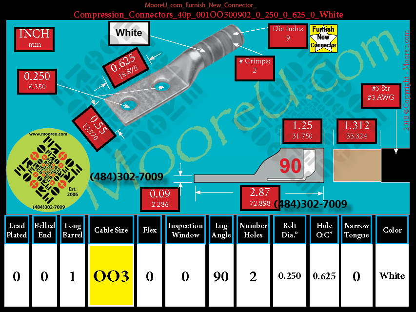Product image for Furnish New Compression Lug 40p 001OO300002 0 250 0 625 0 White