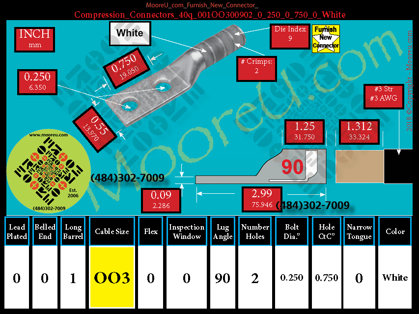 Product image for Furnish New Compression Lug 40q 001OO300002 0 250 0 750 0 White