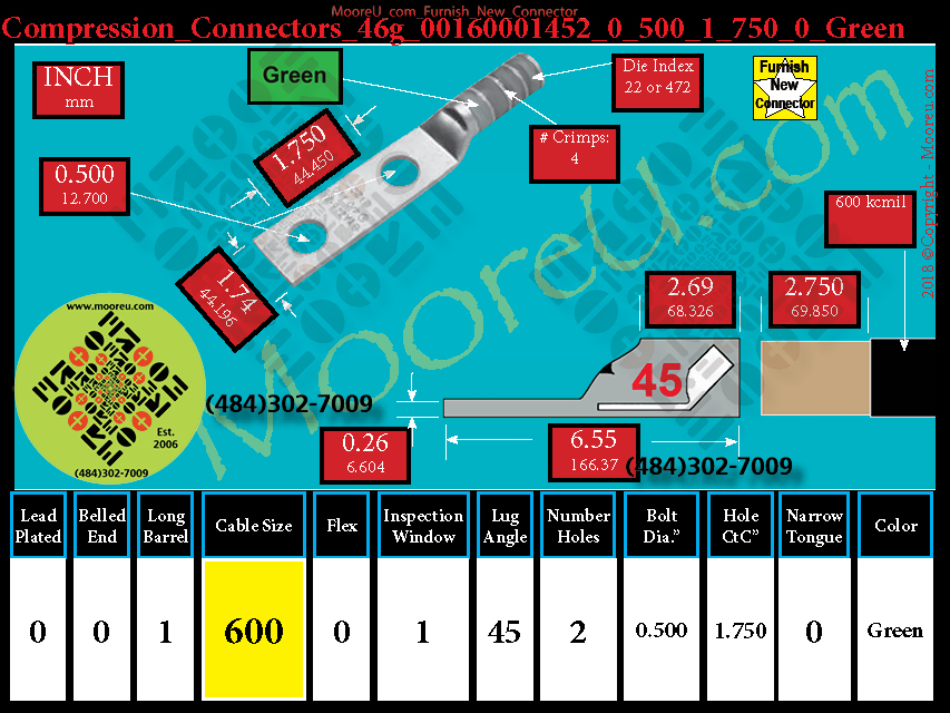 Product image for Furnish New Compression Lug 46g 00160001002 0 500 1 750 0 Green