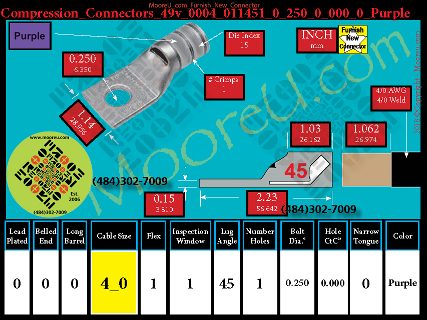 Product image for Furnish New Compression Lug 49v 0004 011001 0 250 0 000 0 Purple