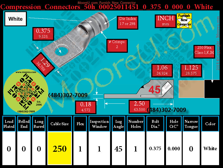 Product image for Furnish New Compression Lug 50h 00025011001 0 375 0 000 0 White