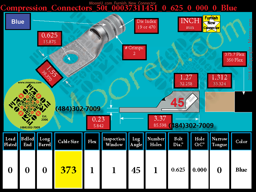 Product image for Furnish New Compression Lug 50t 00037311001 0 625 0 000 0 Blue