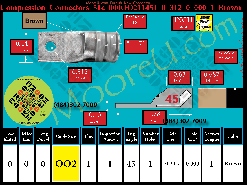 Product image for Furnish New Compression Lug 51c 000OO211001 0 312 0 000 1 Brown