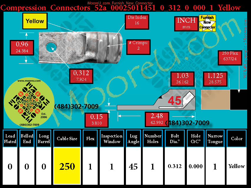 Product image for Furnish New Compression Lug 52a 00025011001 0 312 0 000 1 Yellow