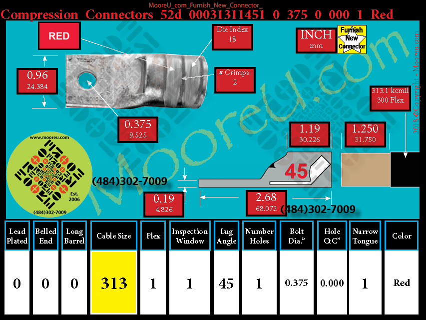 Product image for Furnish New Compression Lug 52d 00031311001 0 375 0 000 1 Red