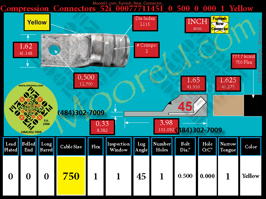 Product image for Furnish New Compression Lug 52i 00077711001 0 500 0 000 1 Yellow