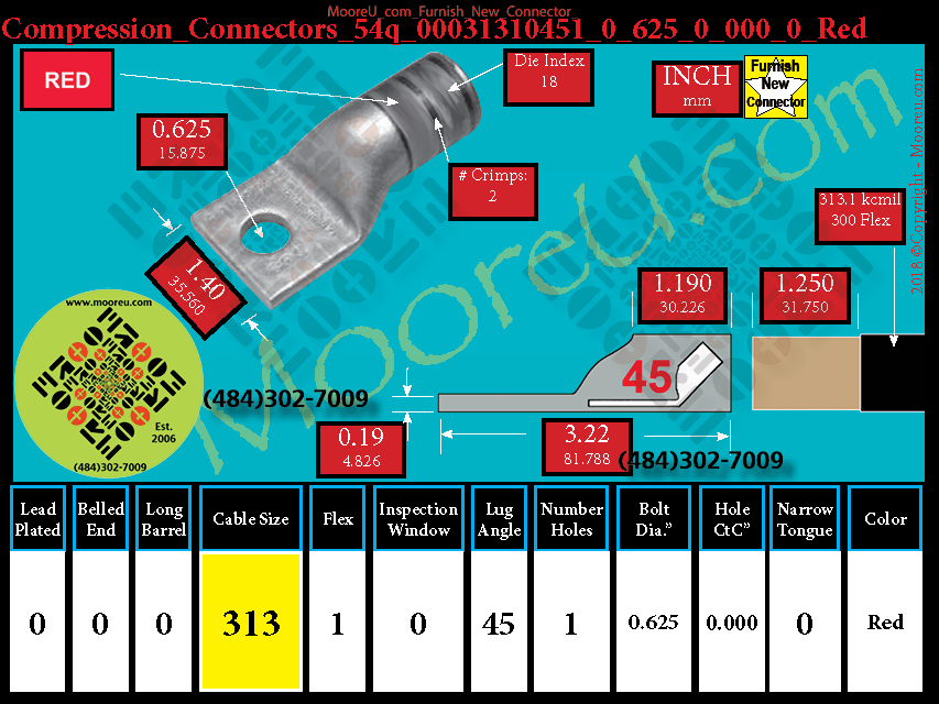 Product image for Furnish New Compression Lug 54q 00031310001 0 625 0 000 0 Red