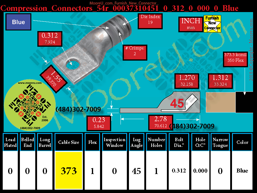 Product image for Furnish New Compression Lug 54r 00037310001 0 312 0 000 0 Blue