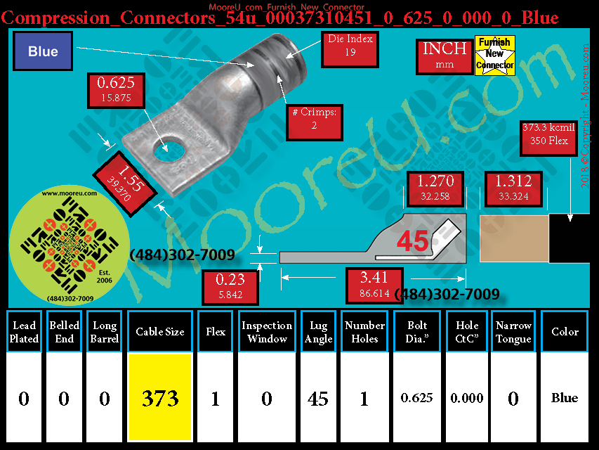 Product image for Furnish New Compression Lug 54u 00037310001 0 625 0 000 0 Blue