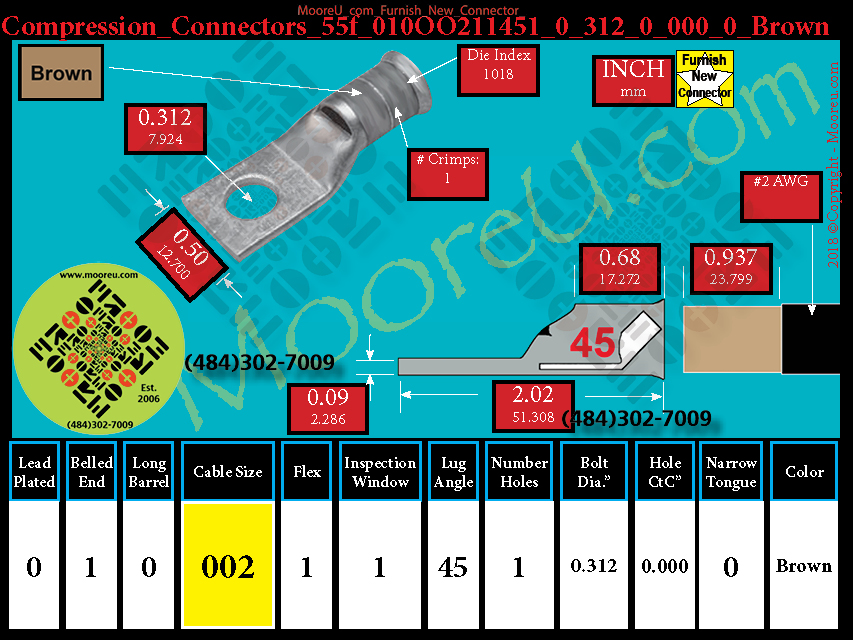 Product image for Furnish New Compression Lug 55f 010OO211001 0 312 0 000 0 Brown