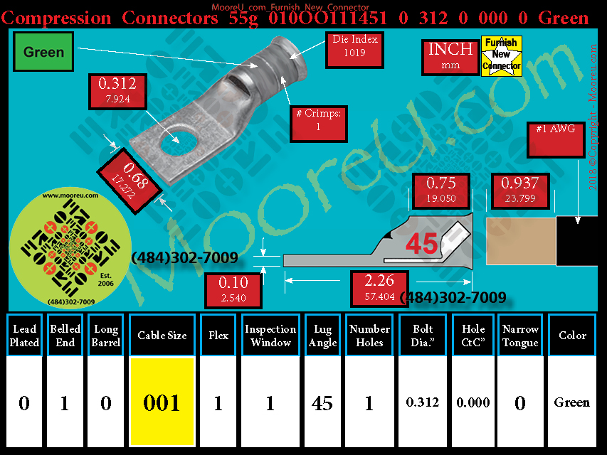 Product image for Furnish New Compression Lug 55g 010OO111001 0 312 0 000 0 Green