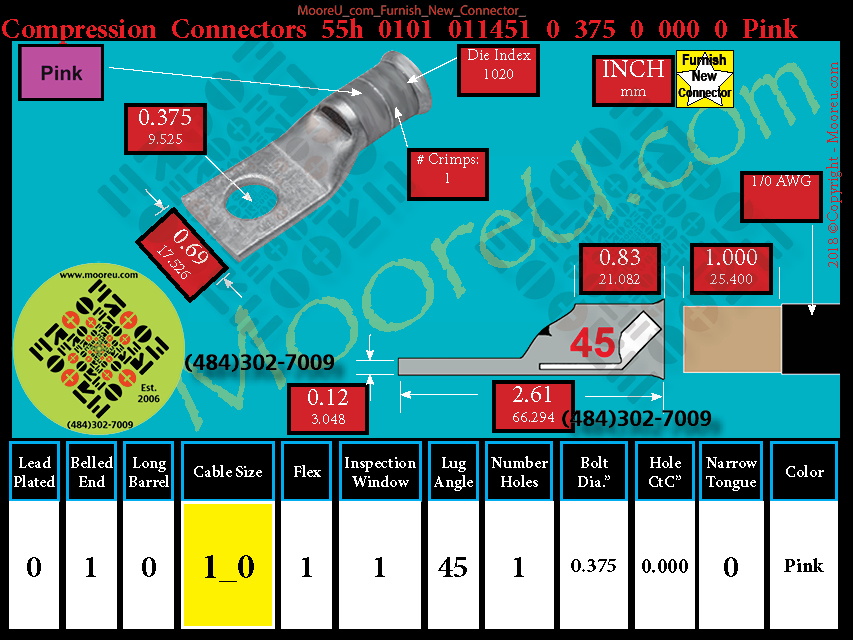 Product image for Furnish New Compression Lug 55h 0101 011001 0 375 0 000 0 Pink