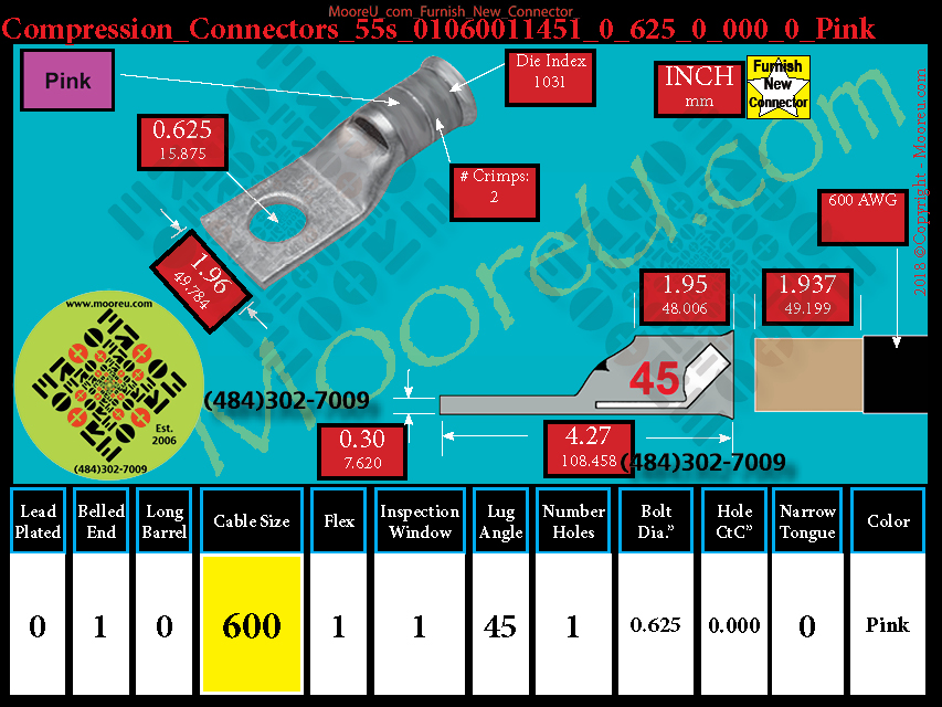 Product image for Furnish New Compression Lug 55s 01060011001 0 625 0 000 0 Pink