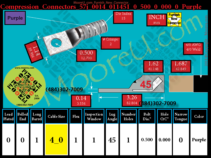 Product image for Furnish New Compression Lug 57j 0014 011001 0 500 0 000 0 Purple
