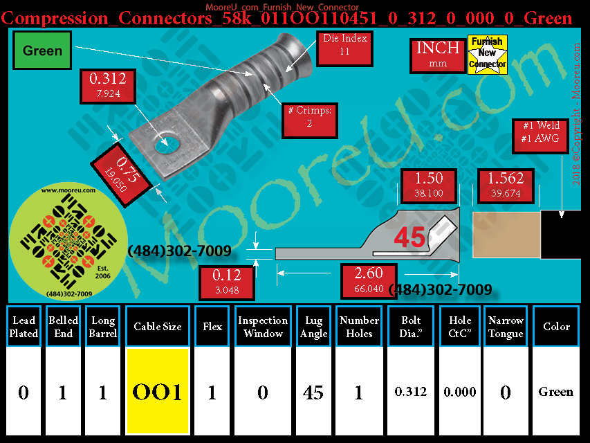 Product image for Furnish New Compression Lug 58k 011OO110001 0 312 0 000 0 Green