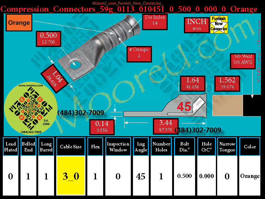 Product image for Furnish New Compression Lug 59g 0113 010001 0 500 0 000 0 Orange
