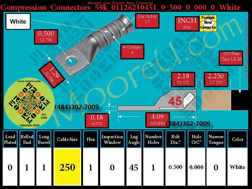 Product image for Furnish New Compression Lug 59k 01126210001 0 500 0 000 0 White