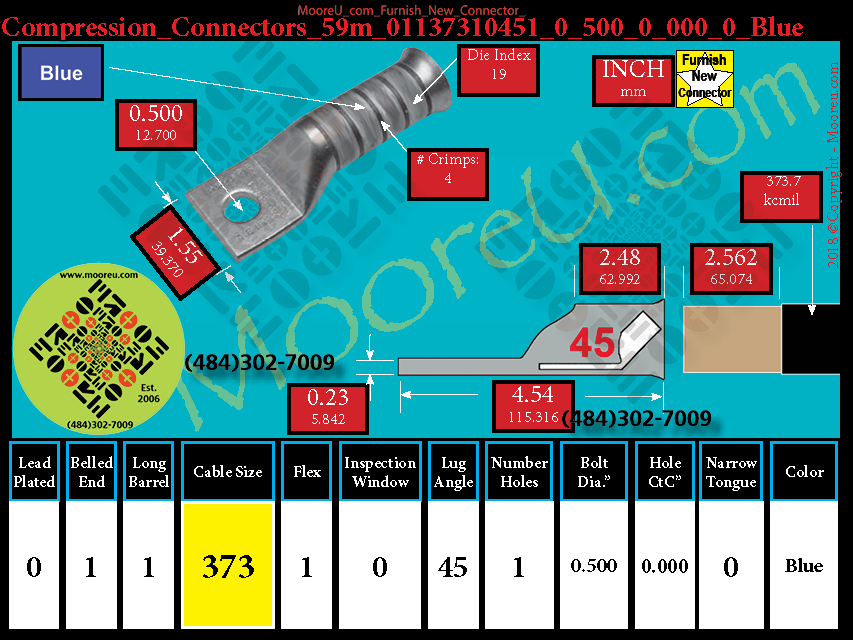 Product image for Furnish New Compression Lug 59m 01137310001 0 500 0 000 0 Blue