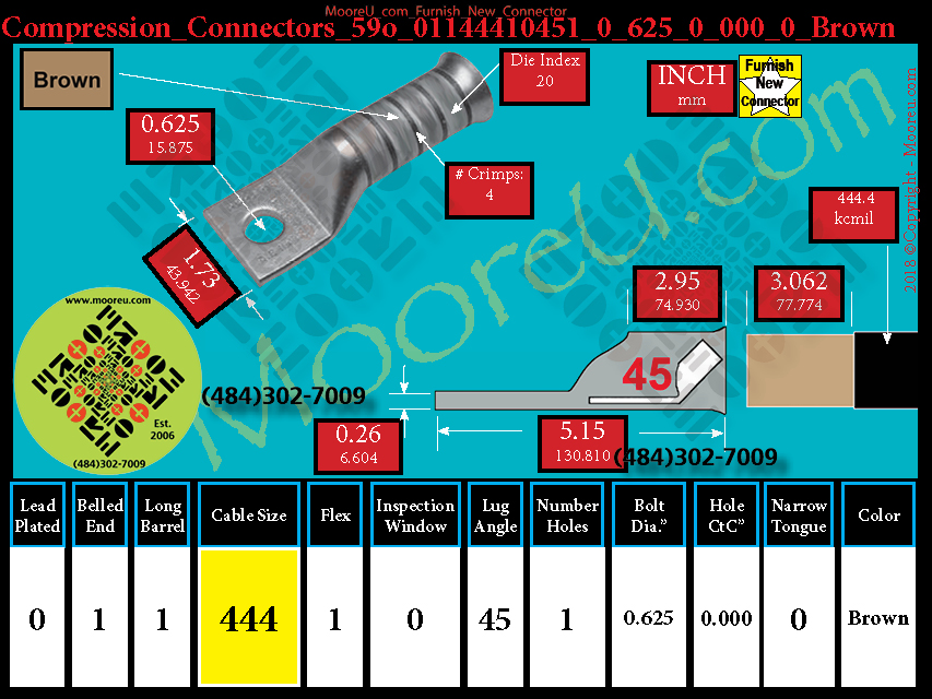 Product image for Furnish New Compression Lug 59o 01144410001 0 625 0 000 0 Brown