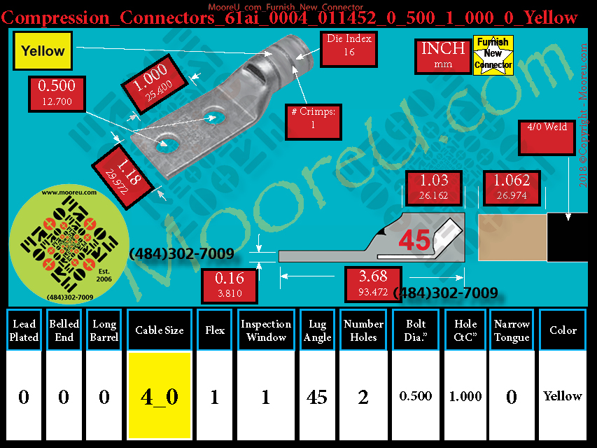 Product image for Furnish New Compression Lug 61ai 0004 011002 0 500 1 000 0 Yellow