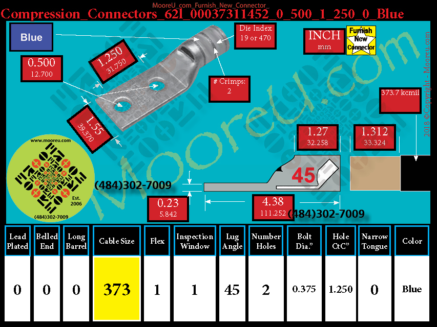 Product image for Furnish New Compression Lug 62l 00037311002 0 500 1 250 0 Blue