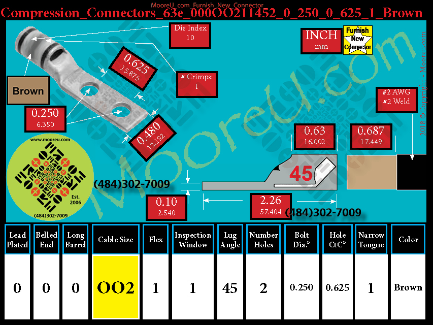 Product image for Furnish New Compression Lug 63e 000OO211002 0 250 0 625 1 Brown