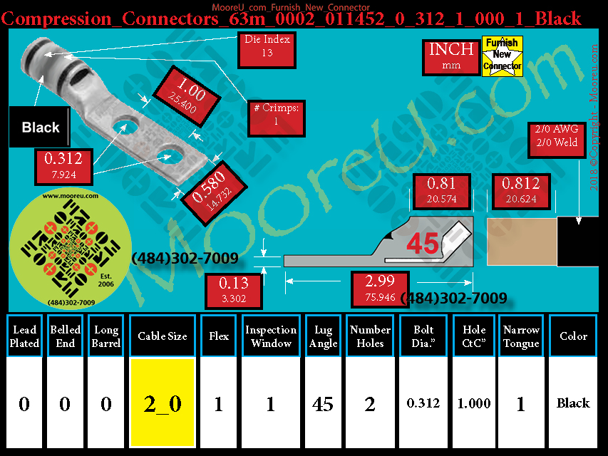 Product image for Furnish New Compression Lug 63m 0002 011002 0 312 1 000 1 Black