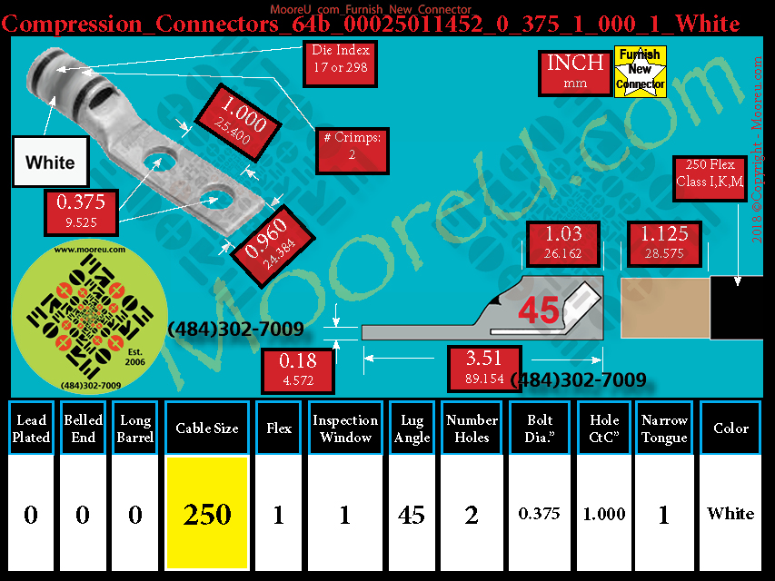 Product image for Furnish New Compression Lug 64b 00025011002 0 375 1 000 1 White