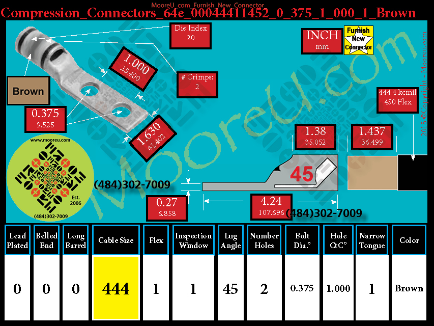 Product image for Furnish New Compression Lug 64e 00044411002 0 375 1 000 1 Brown