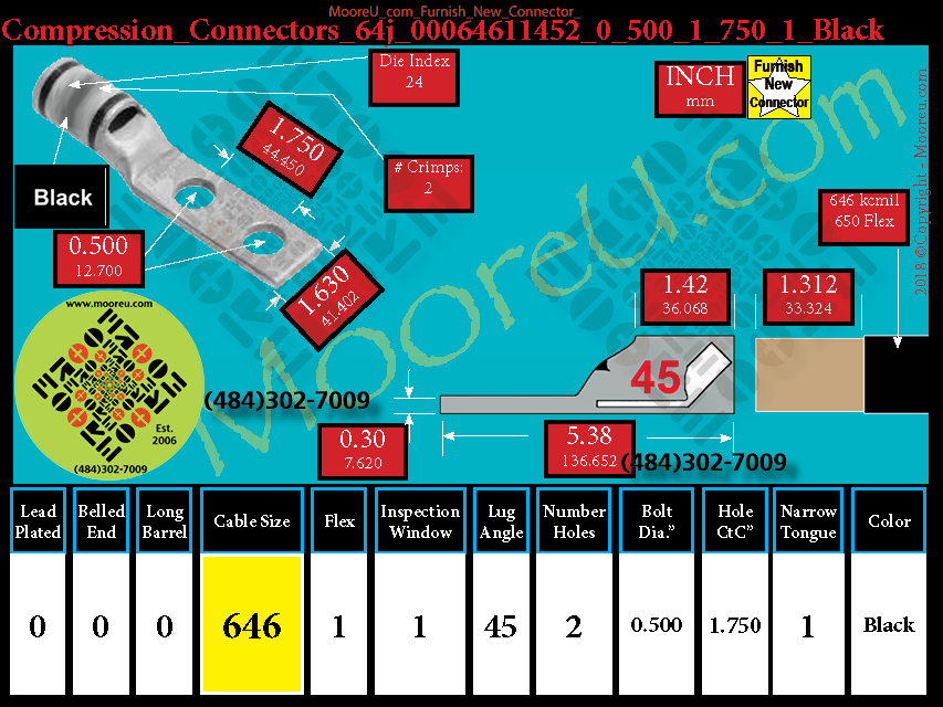 Product image for Furnish New Compression Lug 64j 00064611002 0 500 1 750 1 Black