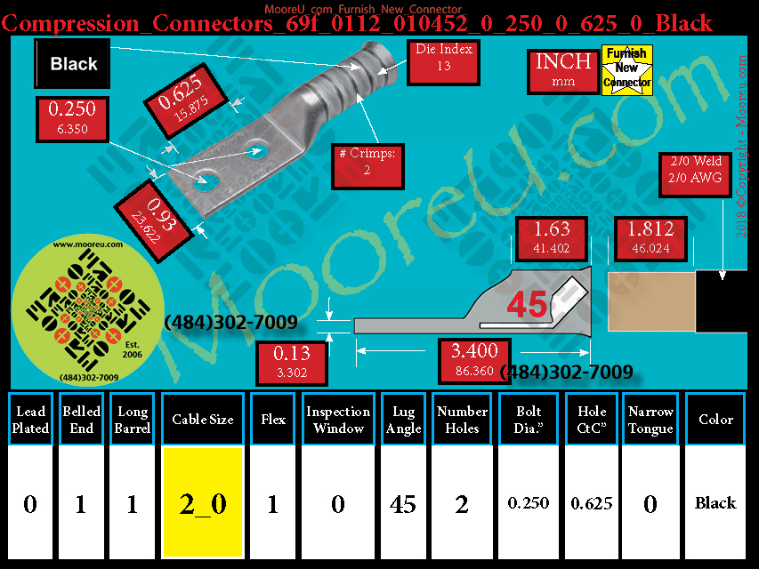 Product image for Furnish New Compression Lug 69f 0112 010002 0 250 0 625 0 Black